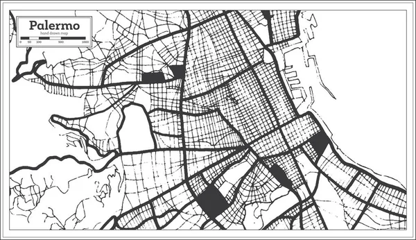 Карта Міста Палермо Чорно Білому Кольорі Стилі Ретро Конструкторська Карта — стоковий вектор