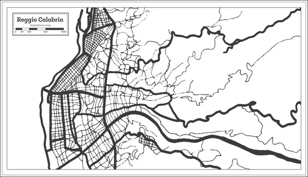 Reggio Calabria Mappa Delle Città Reggio Calabria Bianco Nero Stile — Vettoriale Stock