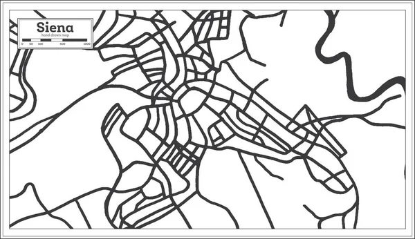 Siena Italien Stadtplan Schwarz Und Weiß Retro Stil Übersichtskarte Vektorillustration — Stockvektor