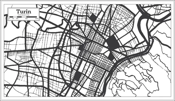 Карта Города Италии Черно Белом Цвете Стиле Ретро Карта Контуров — стоковый вектор