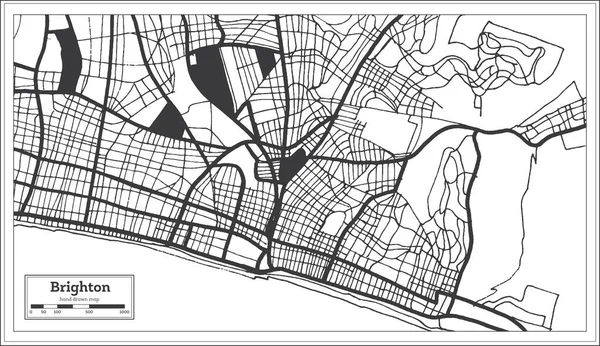 Brighton Great Britain City Map Black White Color Retro Style — Stock Vector