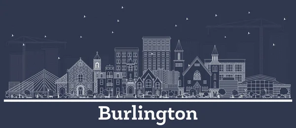 Esquema Burlington Iowa Skyline Con Edificios Blancos Ilustración Vectorial Concepto — Vector de stock