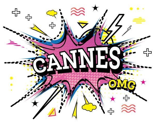 Cannes Comic Texte Dans Style Pop Art Isolé Sur Fond — Image vectorielle