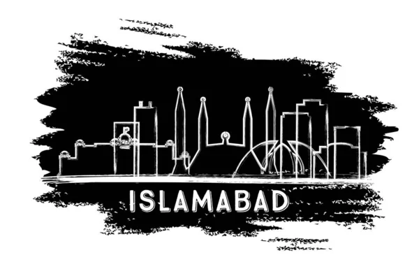 伊斯兰堡 巴基斯坦市天际线轮廓 手绘素描 具有历史建筑的商务旅行和旅游概念 病媒说明 伊斯兰堡具有地标的城市景观 — 图库矢量图片