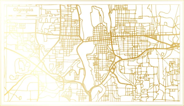Olympia Stati Uniti Mappa Della Città Retro Style Colore Dorato — Vettoriale Stock
