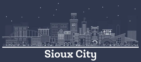 Outline Sioux City Iowa Skyline White Buildings Vector Illustration Business — Stock Vector