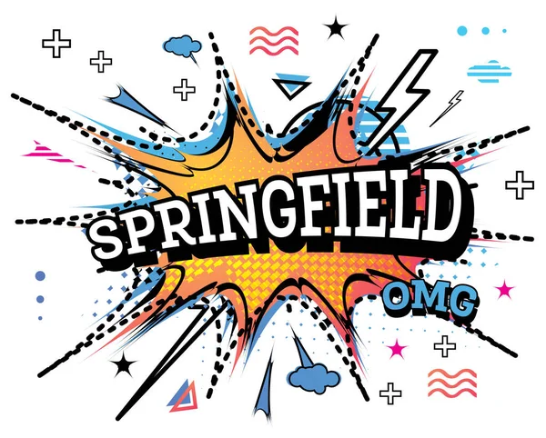 Springfield Comic Text Stile Pop Art Isolato Sfondo Bianco Illustrazione — Vettoriale Stock