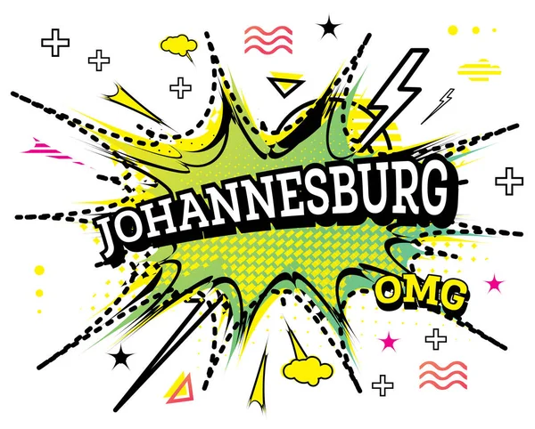 Johannesburg Comic Text Pop Art Style Isolated White Background Vector — Stock Vector