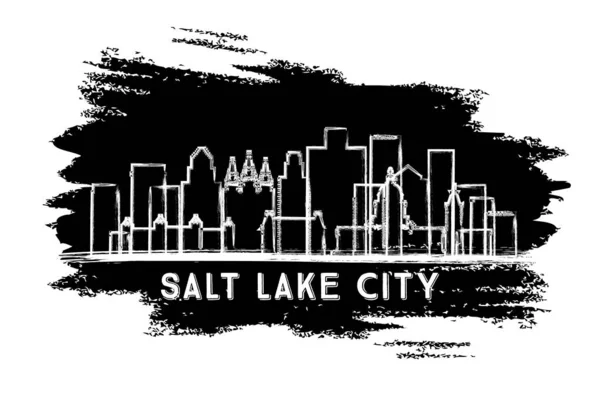 Salt Lake City Utah Usa City Skyline Silhouette Handritad Skiss — Stock vektor