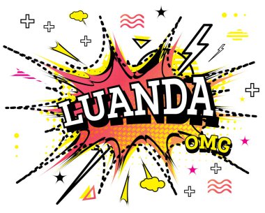 Luanda Çizgi Roman Metni Beyaz Arkaplan 'da izole edildi. Vektör İllüstrasyonu.