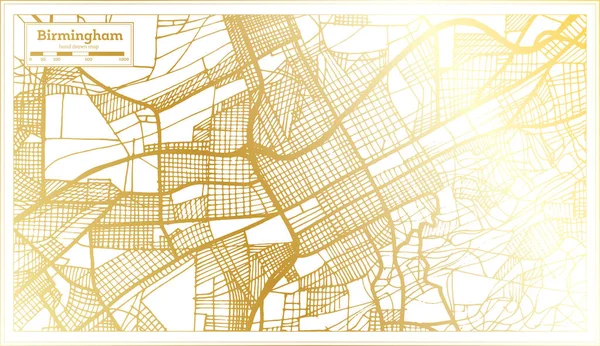 Birmingham Alabama États Unis Carte Ville Dans Style Rétro Couleur — Image vectorielle