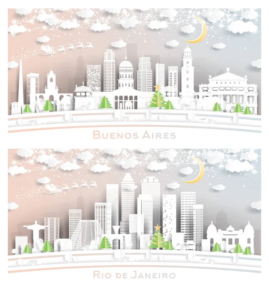 Rio Janeiro Brasil Buenos Aires Argentina City Skyline Ambientado Estilo — Foto de Stock