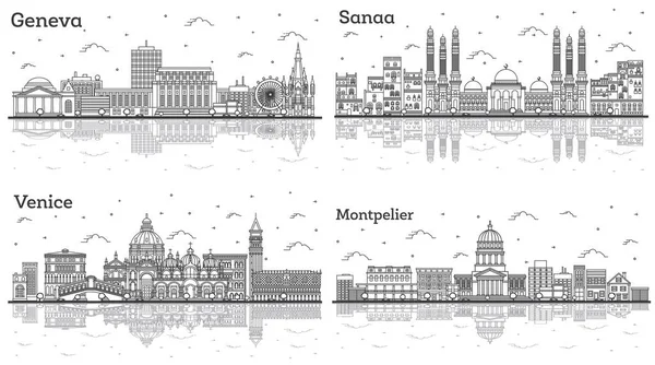 Outline Venezia Italia Sanaa Yemen Montpelier Vermont Ginevra Svizzera City — Foto Stock