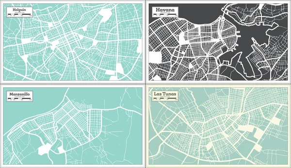 Manzanillo Hawana Las Tunas Holguin Kuba Mapy Miasta Położony Stylu — Zdjęcie stockowe