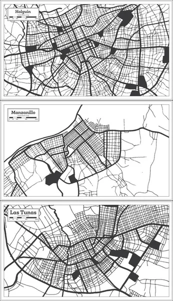 Manzanillo Las Tunas Och Holguin Cuba City Map Beläget Svart — Stockfoto