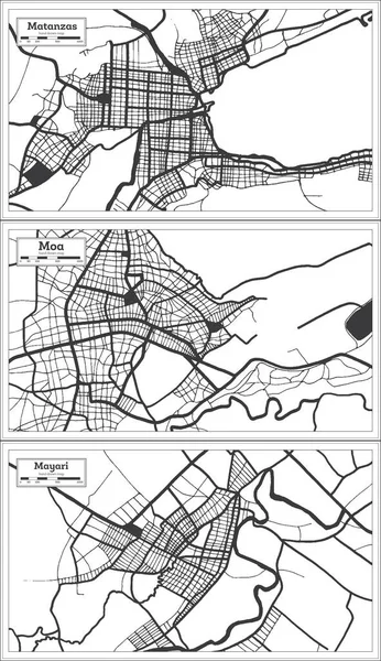 Mappa Moa Mayari Matanzas Cuba Set Bianco Nero Stile Retrò — Foto Stock