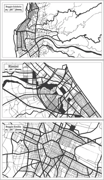 Rimini Reggio Emilia Reggio Calabria Italië City Map Set Zwart — Stockfoto