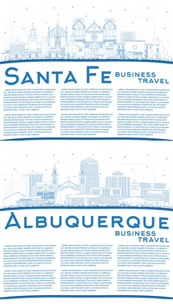Outline Albuquerque Santa New Mexico City Skyline Set Blue Buildings — Stock Photo, Image