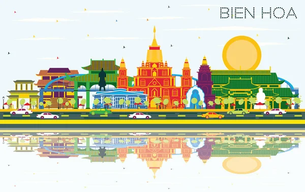 Bien Hoa Vietnam City Skyline Color Buildings Blue Sky Reflections — 스톡 벡터