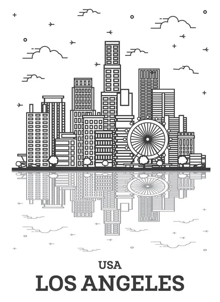 Décrivez Los Angeles California Usa City Skyline Avec Des Bâtiments — Image vectorielle