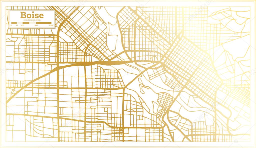 Boise USA City Map in Retro Style in Golden Color. Outline Map. Vector Illustration.