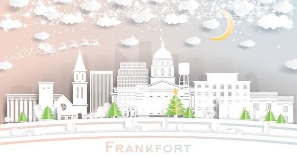 Frankfort Kentucky Usa City Skyline Paper Cut Style Snowflakes Moon — Archivo Imágenes Vectoriales