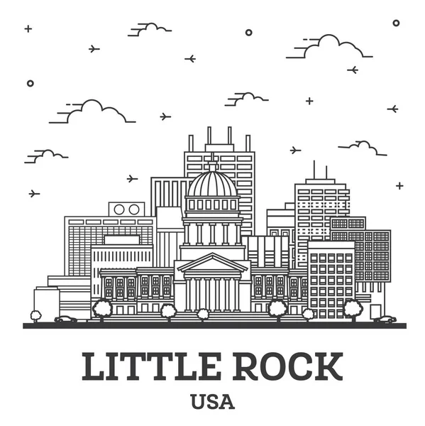 Delineamento Little Rock Arkansas Usa City Skyline Com Edifícios Modernos — Vetor de Stock