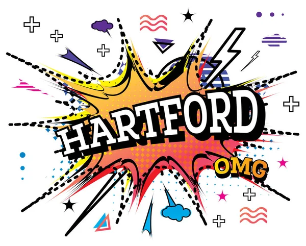 Hartford Comic Text Pop Art Style Izolovaný Bílém Pozadí Vektorová — Stockový vektor