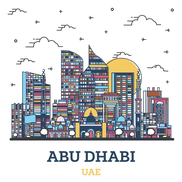 Outline Abu Dhabi United Arab Emirates City Skyline Con Edifici — Vettoriale Stock