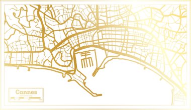 Cannes France City Map in Retro Style in Golden Color. Outline Map. Vector Illustration. clipart