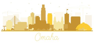 Omaha Nebraska Şehri Skyline Silueti ve White 'ta izole edilmiş Altın Binalar. Vektör İllüstrasyonu. Tarihi Mimariyle İş Seyahati ve Turizm Konsepti. Tarihi Simgelerle Omaha ABD Şehri.