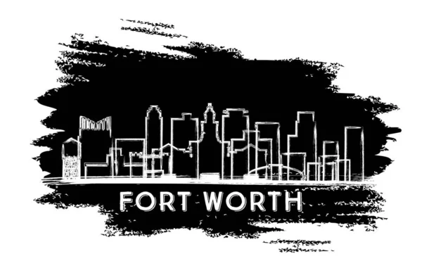 Fort Worth Texas Usa City Skyline Silhouette Croquis Dessiné Main — Image vectorielle