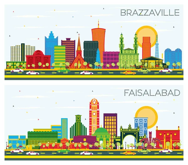 Faisalabad Pakistán Brazzaville Ciudad Del Congo Skyline Set Con Edificios —  Fotos de Stock