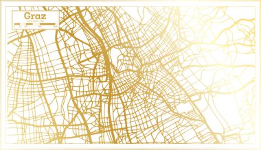 Graz Austria City Map in Retro Style in Golden Color. Outline Map. Vector Illustration. clipart