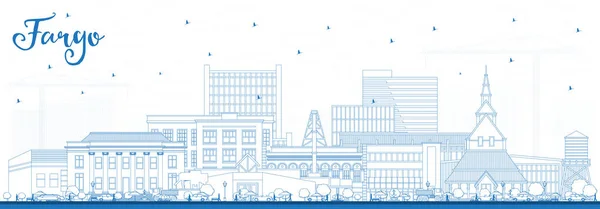 Esquema Fargo North Dakota City Skyline Blue Buildings Ilustración Vectorial — Vector de stock