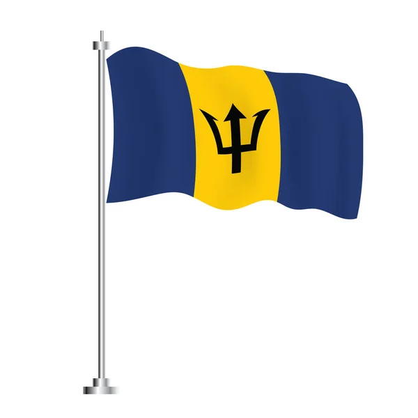 Barbados Vlag Geïsoleerde Wave Flag Van Barbados Land Vector Illustratie — Stockvector