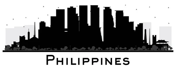 Philippines City Skyline Silhouette Black Buildings Isolated White Vector Illustration — Stock Vector