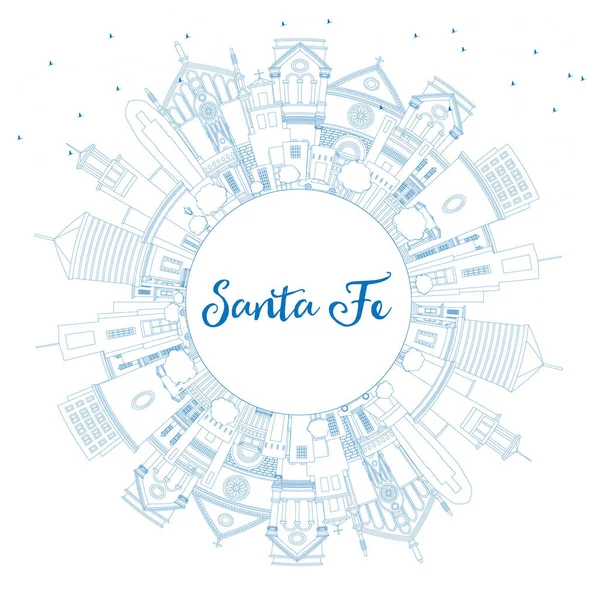 Вигляд Santa New Mexico City Skyline Blue Buildings Copy Space — стоковий вектор