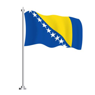 Bosnia and Herzegovina Flag. Isolated Wave Flag of Bosnia and Herzegovina Country. Vector Illustration. Independence Day.