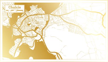 Chalcis Greece City Map in Retro Style in Golden Color. Outline Map. Vector Illustration.