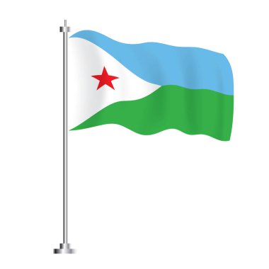 Djibouti Flag. Isolated Wave Flag of Djibouti Country. Vector Illustration. Independence Day.