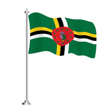 Dominica Flag. Isolated Wave Flag of Dominica Country. Vector Illustration. Independence Day.