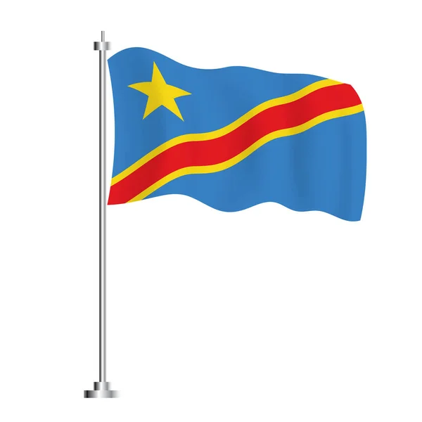 Democratic Republic Congo Flag Isolated Wave Flag Congo Country Vector — Stock Vector