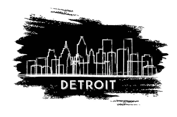 Detroit Michigan City Skyline Silhouette Schizzo Disegnato Mano Business Travel — Vettoriale Stock
