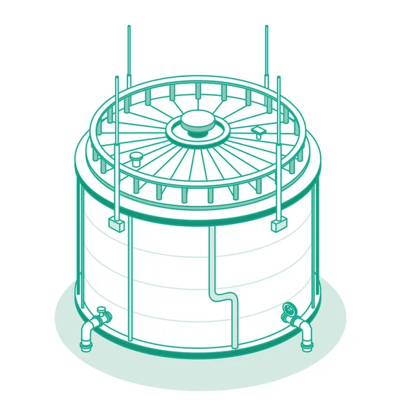 Grand Réservoir Huile Industriel Isométrique Isolé Sur Fond Blanc Icône — Image vectorielle