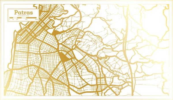 Patras Greece City Map Estilo Retro Cor Dourada Mapa Contorno —  Vetores de Stock