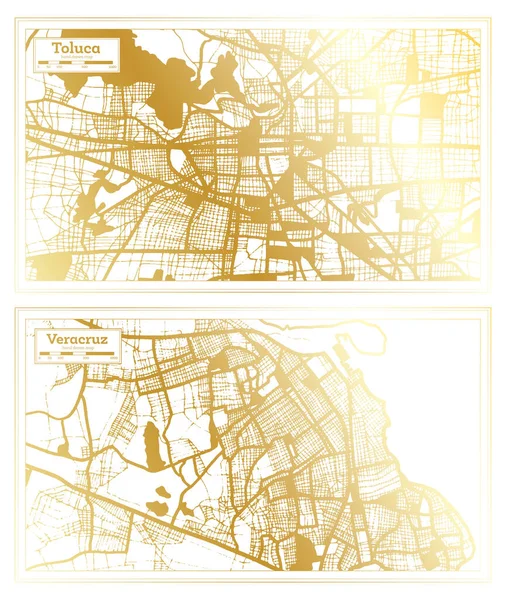 2012 Veracruz Toluca Mexico City Map Set Retro Style Golden — 스톡 사진