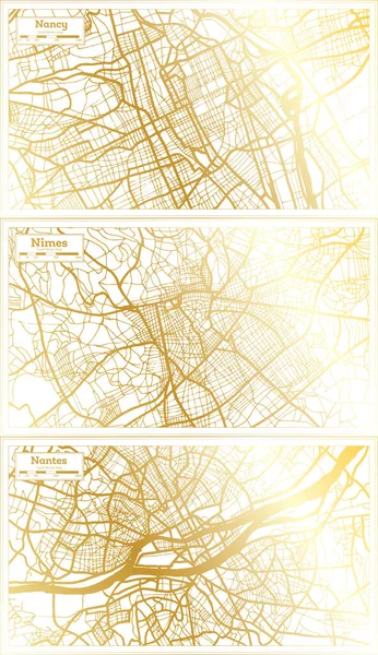 Nimes Nantes Nancy France City Map Situado Estilo Retro Cor — Fotografia de Stock