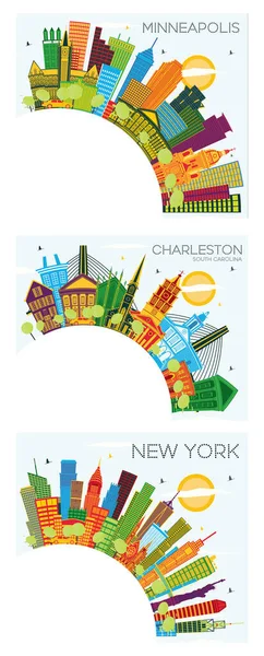 New York Usa Minneapolis Minnesota Und Charleston South Carolina City — Stockfoto