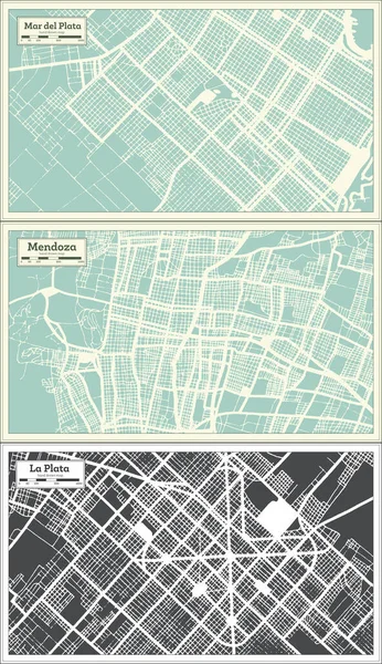 Mendoza Plata Mar Del Plata Argentina Mapa Miasta Położony Stylu — Zdjęcie stockowe